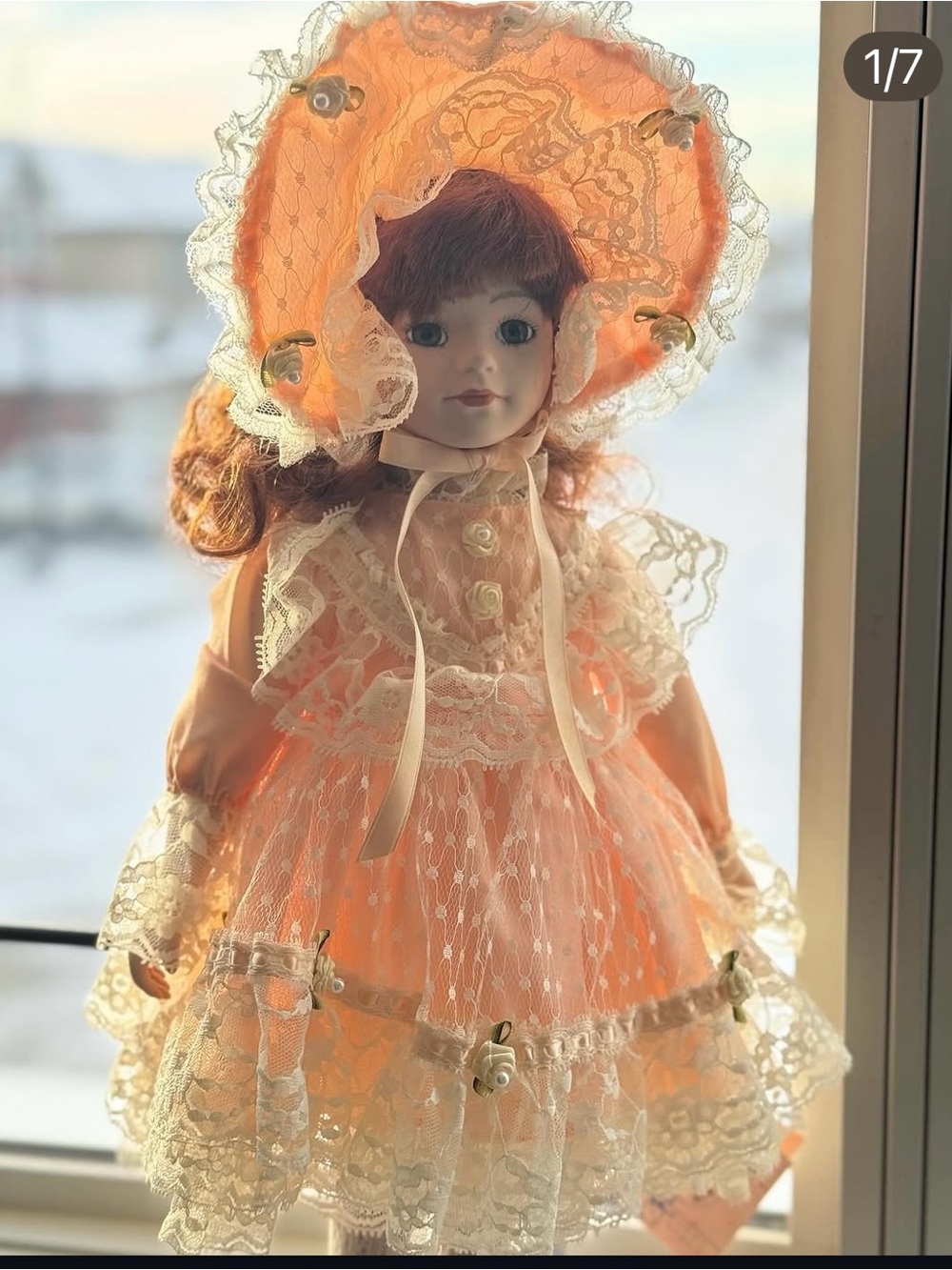 Vintage Bradley Dolls Patty Porcelain Lace Dress Bonnet)